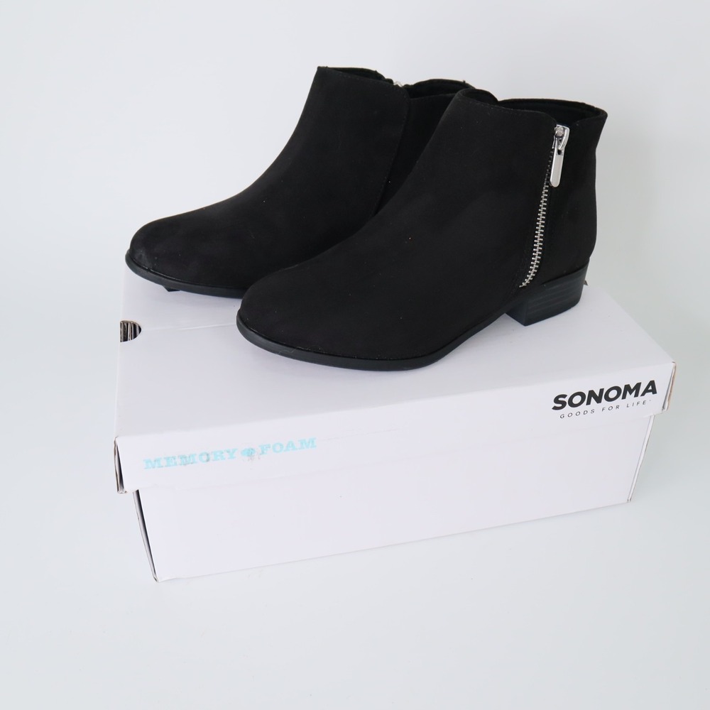 Sonoma Goods For Life Osmona Black Faux Suede Memory Foam Ankle Booties Girls 2